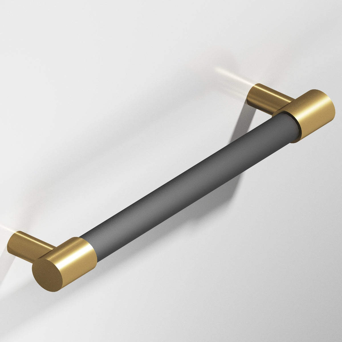 Colonial Bronze 1347 Round Pull with Turned-Down Bar and Straight Posts, 1/2 in Diameter - Satin Brass / Matte Graphite