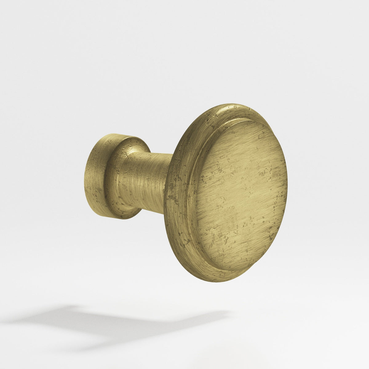 Colonial Bronze 138 Round Stepped Knob, 1-1/16 in Diameter - Distressed Antique Brass