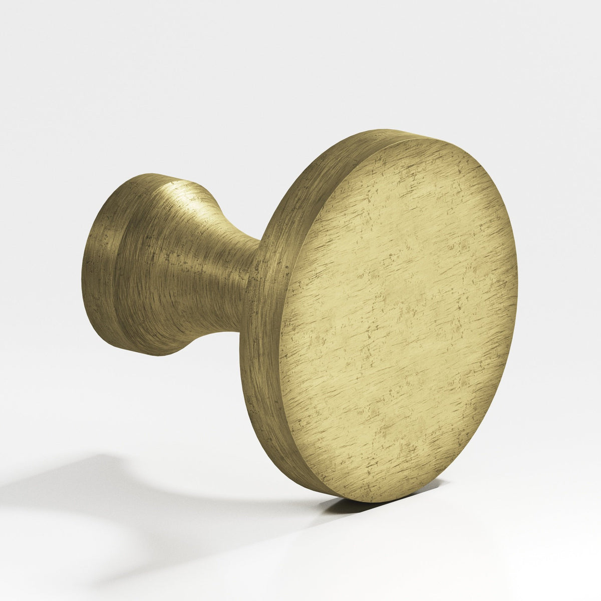 Colonial Bronze 170 Disc Knob with Flared Post, 3/4 in Diameter - Distressed Antique Brass