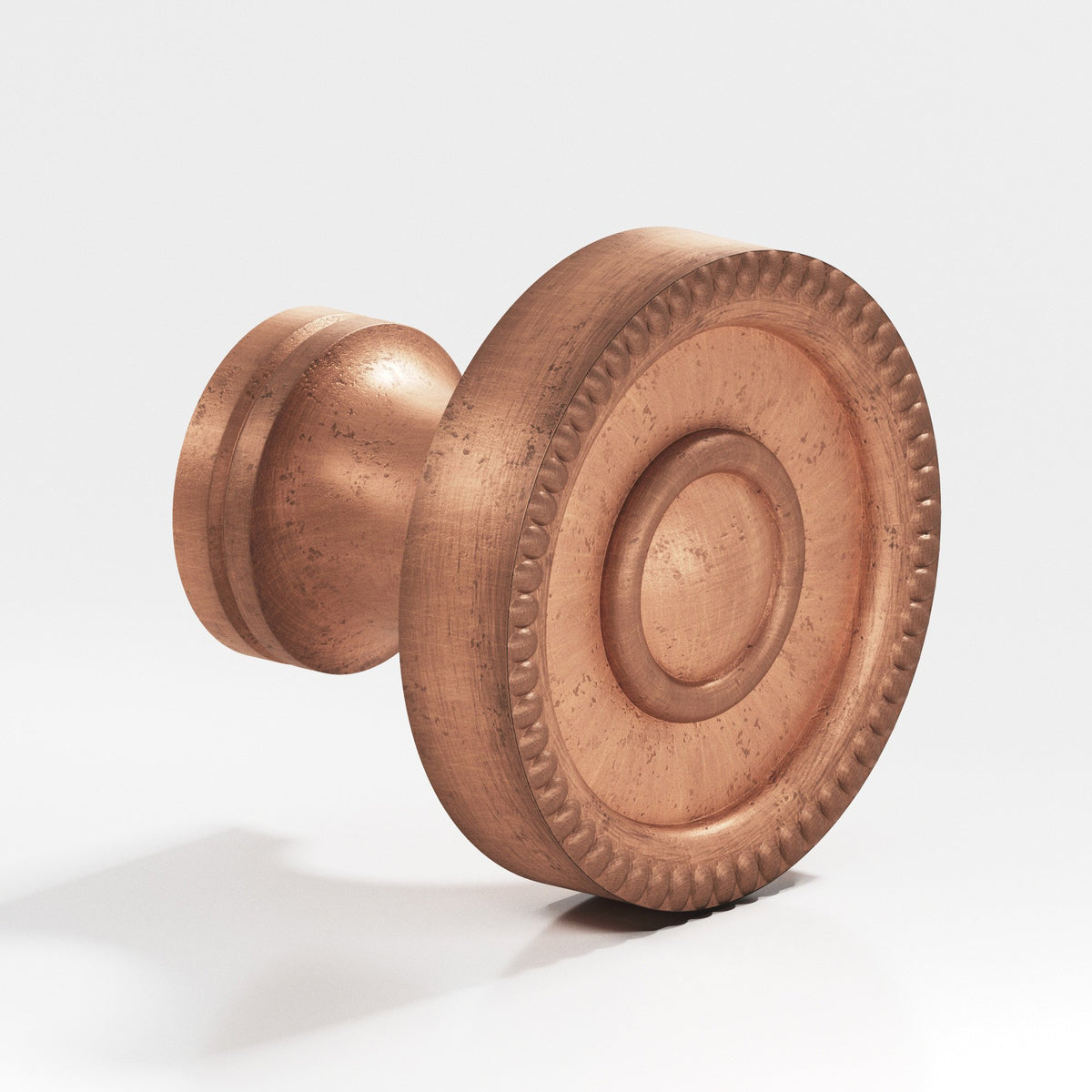 Colonial Bronze 173 Beaded Rosette Knob, 1-1/8 in Diameter - Distressed Antique Copper