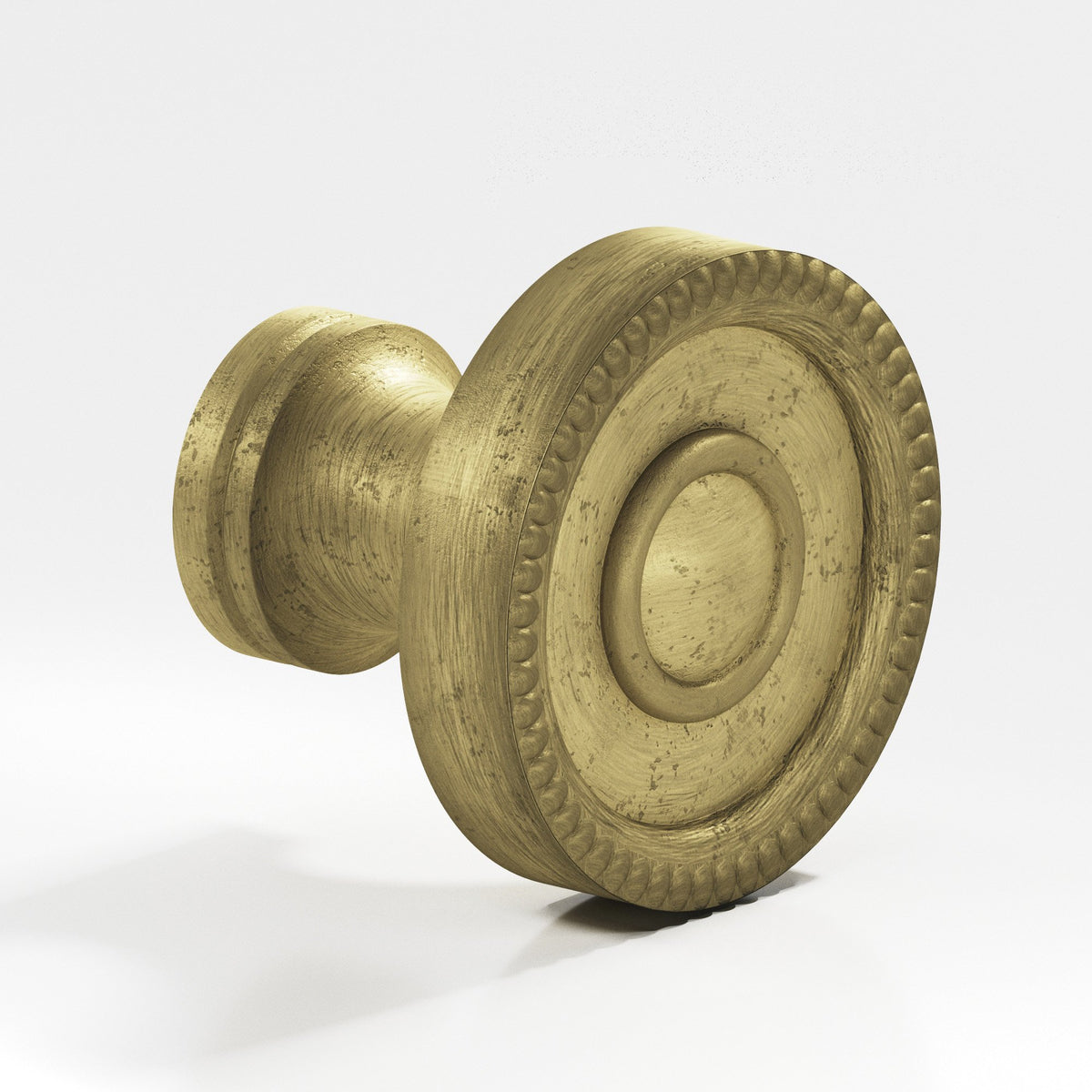 Colonial Bronze 173 Beaded Rosette Knob, 1-1/8 in Diameter - Distressed Antique Brass