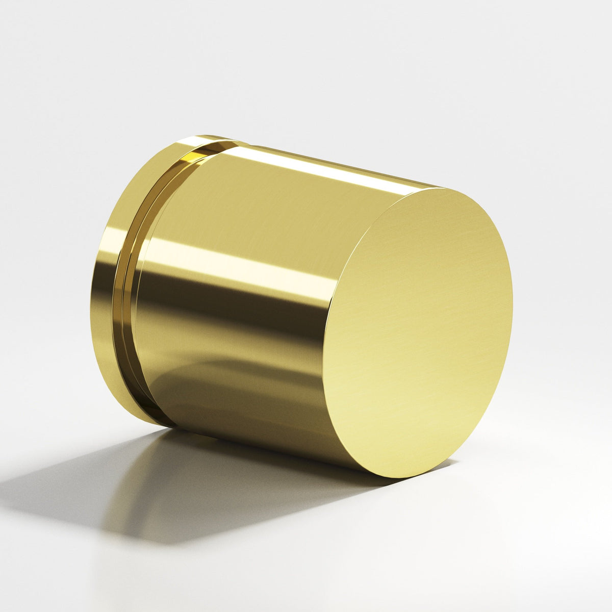 Colonial Bronze 187 Banded Cylinder Knob, 1-1/4 in Diameter - Unlacquered Polished Brass