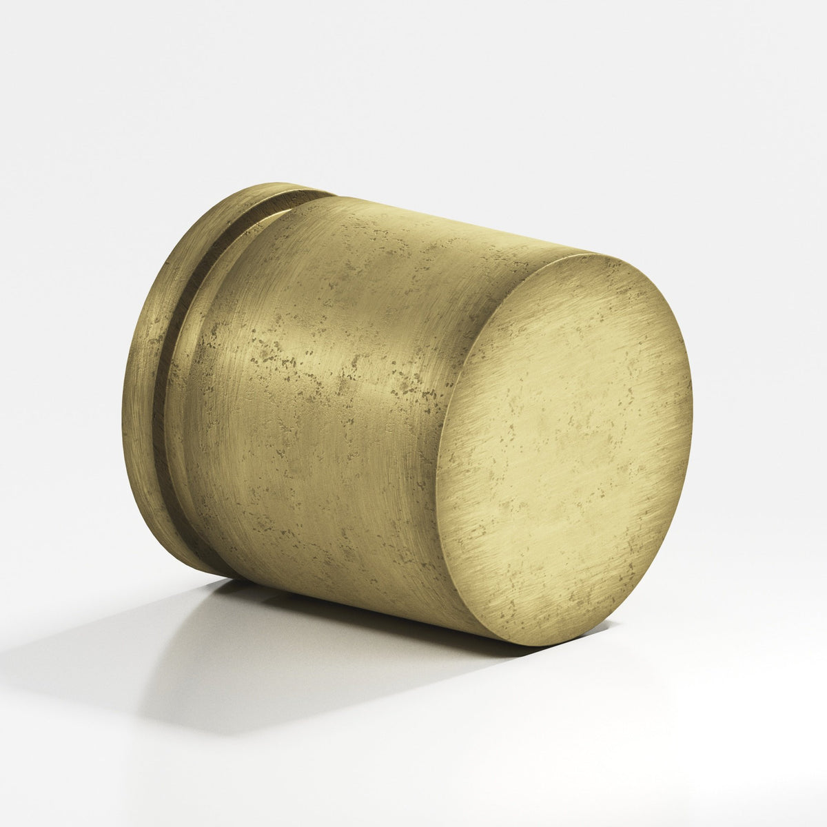 Colonial Bronze 186 Banded Cylinder Knob, 1 in Diameter - Distressed Antique Brass