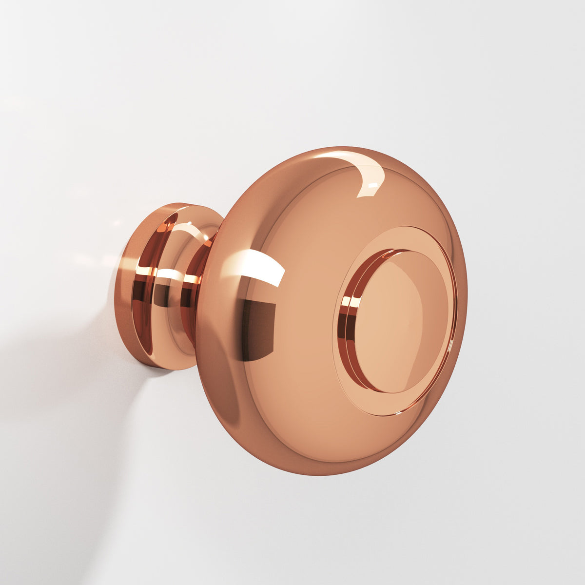 Colonial Bronze 1930 Round Knob with Ringed Face, 1-1/2 in Diameter - Polished Copper