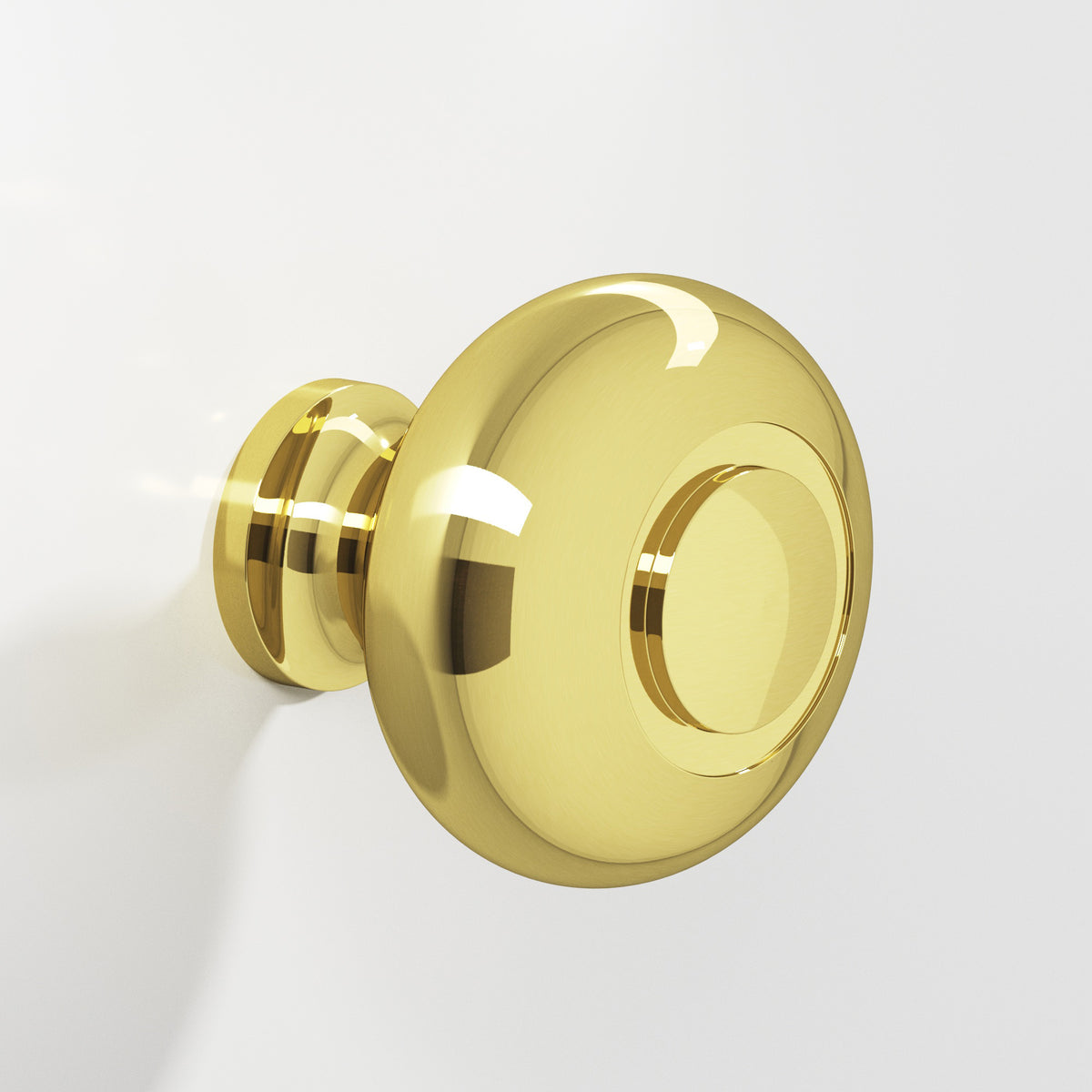 Colonial Bronze 1920BB Round Ringed-Face Back-to-Back Shower Door Knob Kit, 1-1/4 in Diameter - Unlacquered Polished Brass