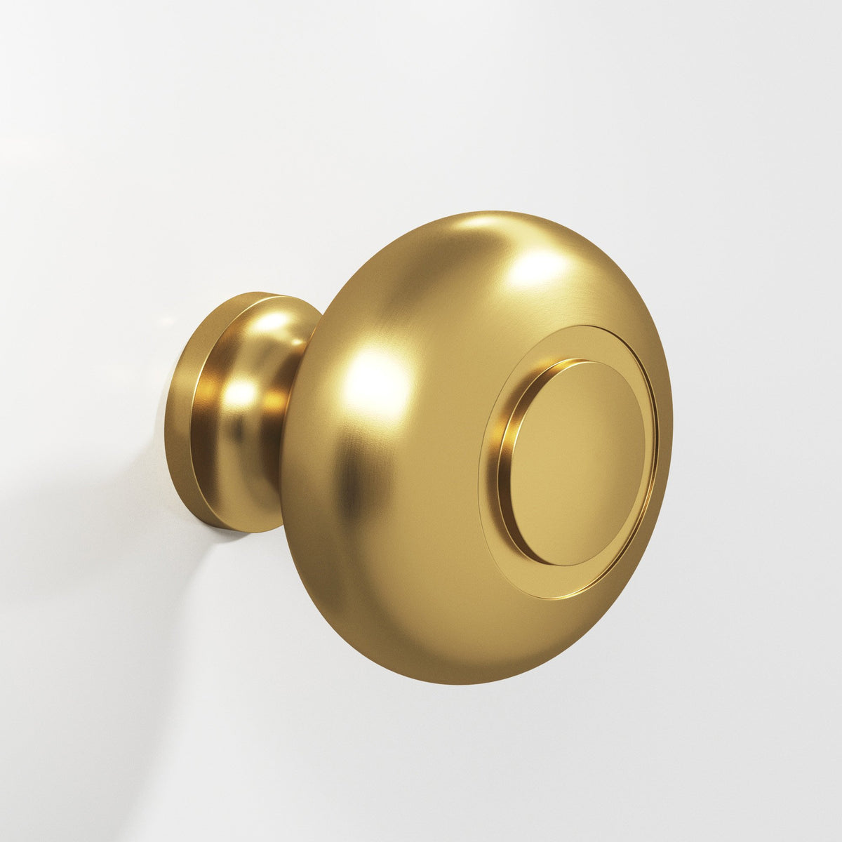 Colonial Bronze 1930 Round Knob with Ringed Face, 1-1/2 in Diameter - Satin Brass