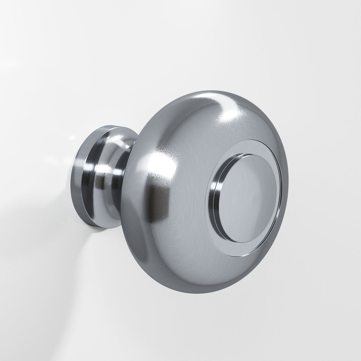 Colonial Bronze 1920 Round Knob with Ringed Face, 1-1/4 in Diameter - Satin Chrome