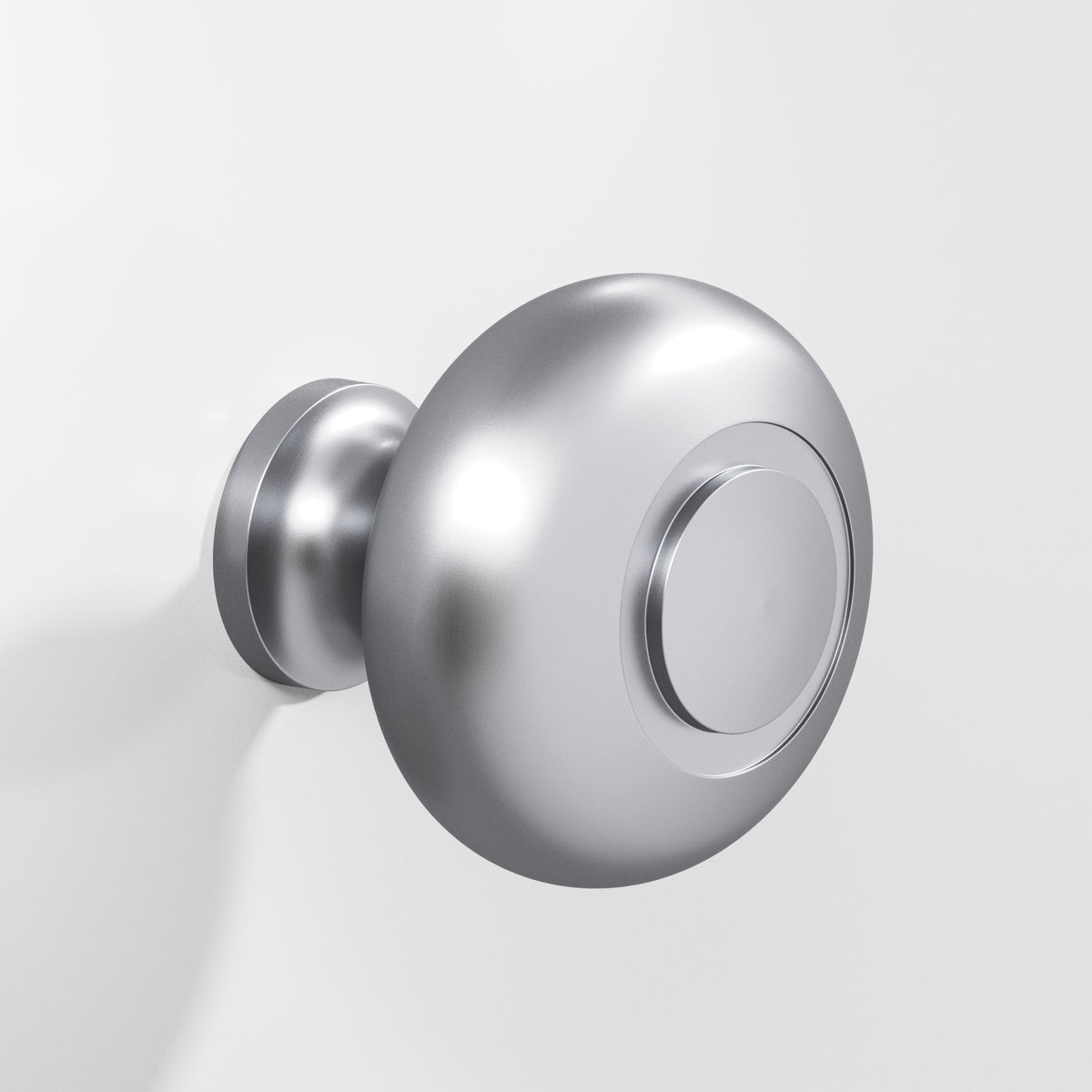 Colonial Bronze 1920 Round Knob with Ringed Face, 1-1/4 in Diameter - Matte Satin Chrome