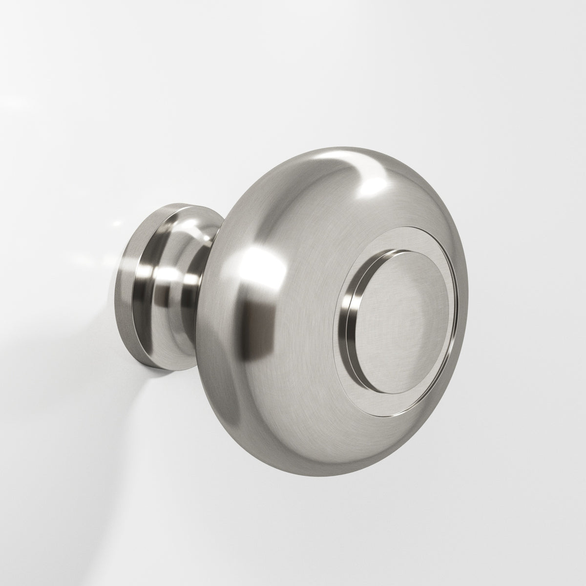 Colonial Bronze 1920 Round Knob with Ringed Face, 1-1/4 in Diameter - Satin Nickel