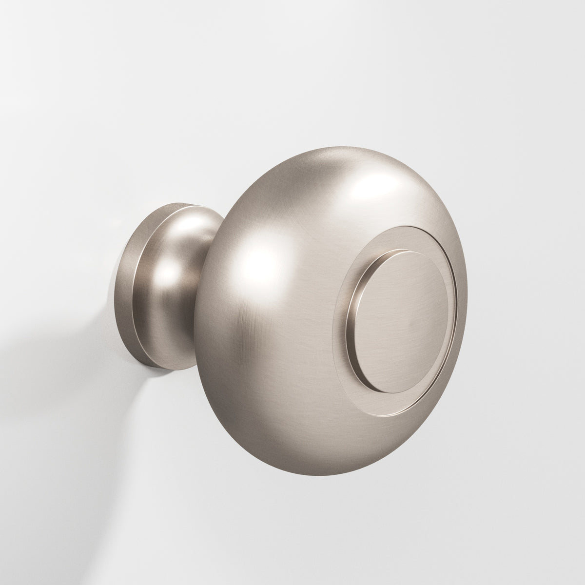 Colonial Bronze 1920 Round Knob with Ringed Face, 1-1/4 in Diameter - Matte Satin Nickel