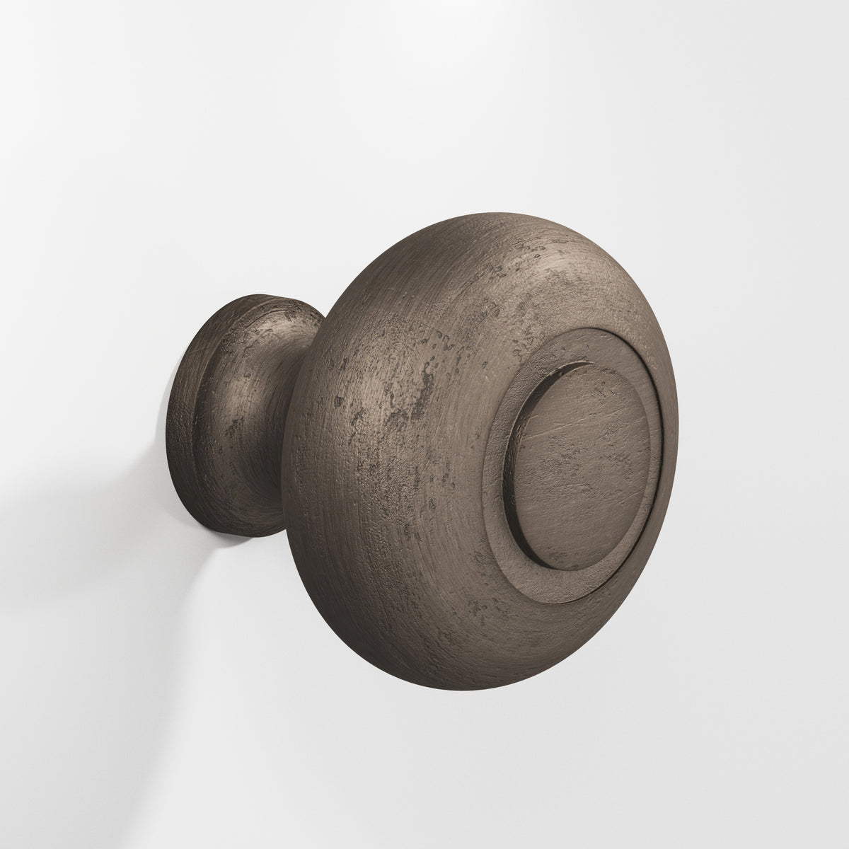 Colonial Bronze 1930 Round Knob with Ringed Face, 1-1/2 in Diameter - Distressed Pewter
