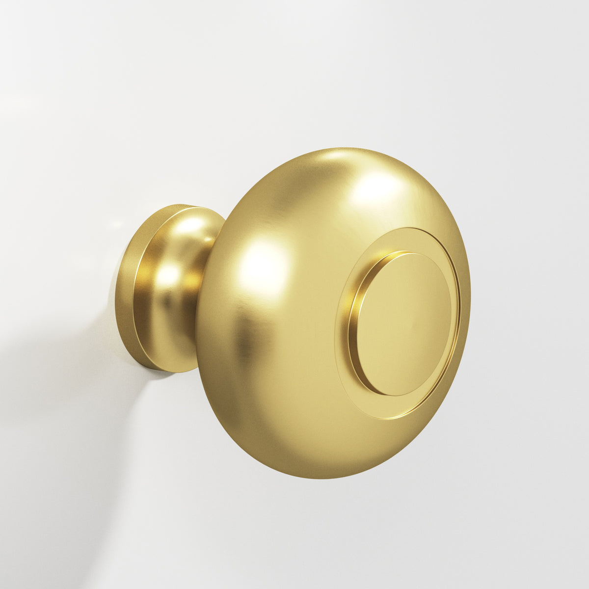 Colonial Bronze 1920 Round Knob with Ringed Face, 1-1/4 in Diameter - Matte Satin Brass
