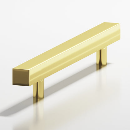 Colonial Bronze 217 Square Pull with Straight Posts, 2-3/16 in Projection - Polished Brass