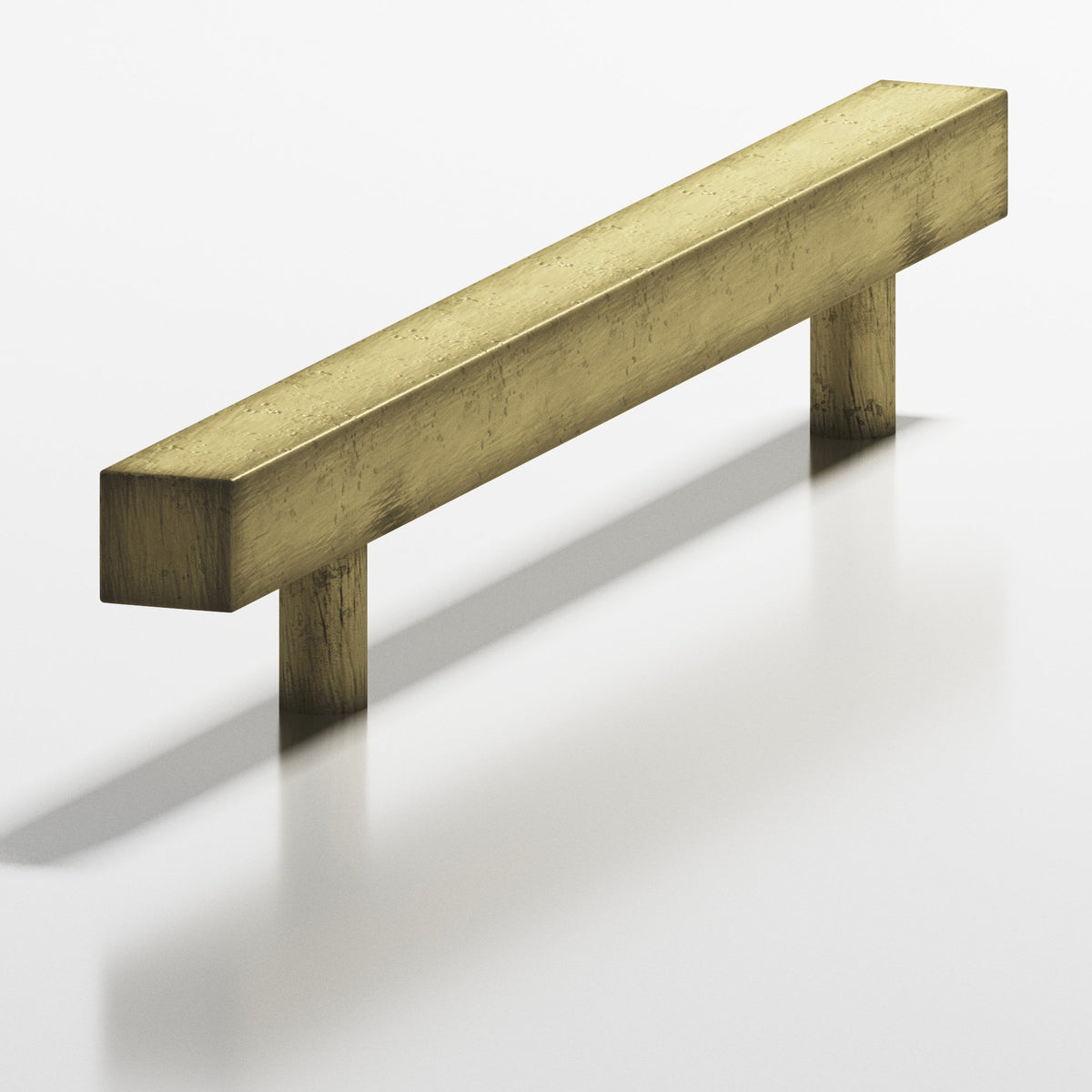 Colonial Bronze 506 Square Pull with Straight Posts, 1-1/4 in Projection - Distressed Antique Brass