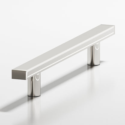 Colonial Bronze 254 Rectangular Pull with Straight Posts, 3/4 x 1/2 in Cross Section - Polished Nickel