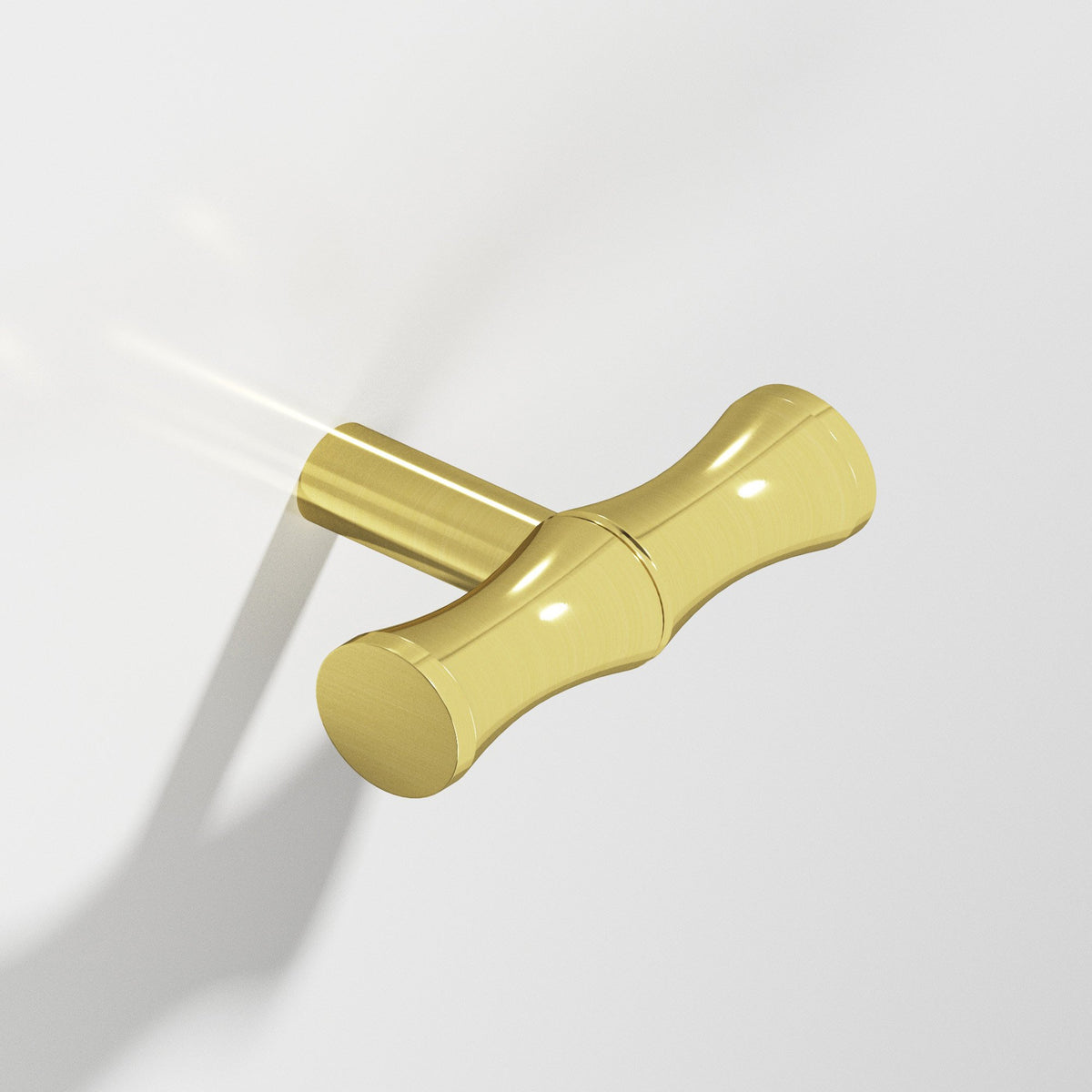 Colonial Bronze 263 Bamboo T-Knob with Straight Post, 1-3/4 in - Unlacquered Polished Brass