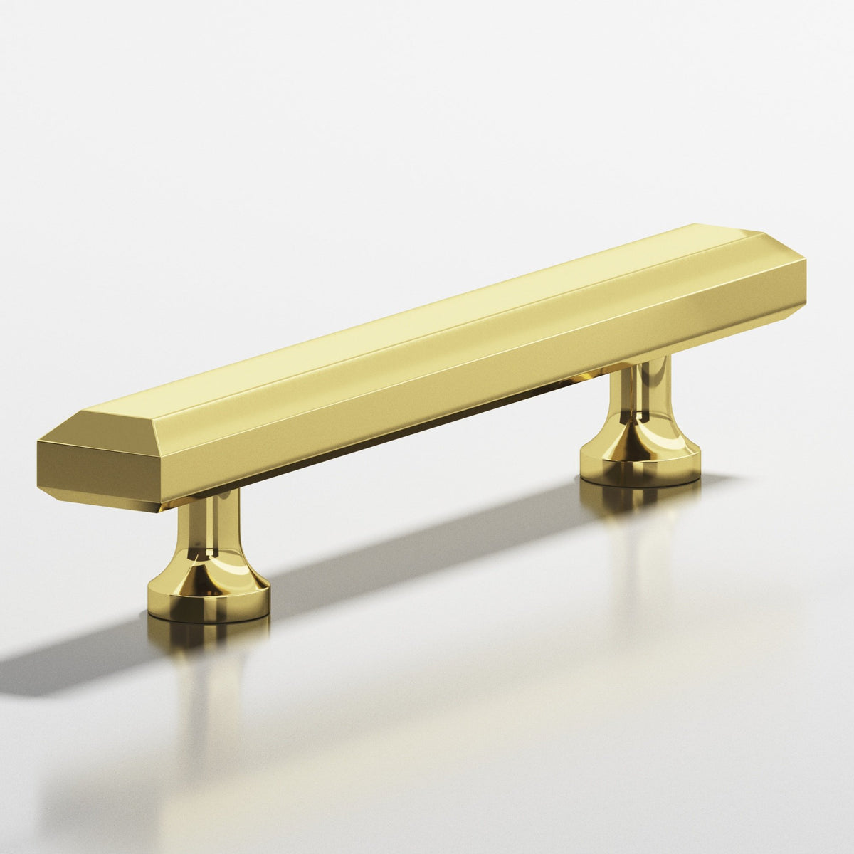 Colonial Bronze 272 Rectangular Beveled Pull with Flared Posts, 3/4 x 3/8 in - Polished Brass