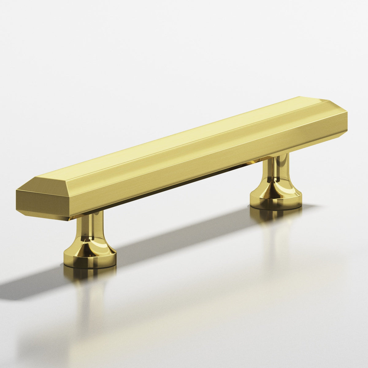 Colonial Bronze 272 Rectangular Beveled Pull with Flared Posts, 3/4 x 3/8 in - Unlacquered Polished Brass