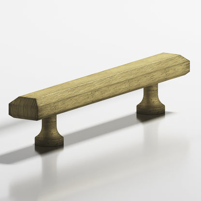Colonial Bronze 276 Rectangular Beveled Pull with Flared Posts, 1-1/4 x 1/2 in - Distressed Antique Brass