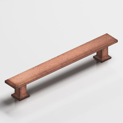 Colonial Bronze 274 Square Beveled Pull with Flared Square Posts - Distressed Antique Copper