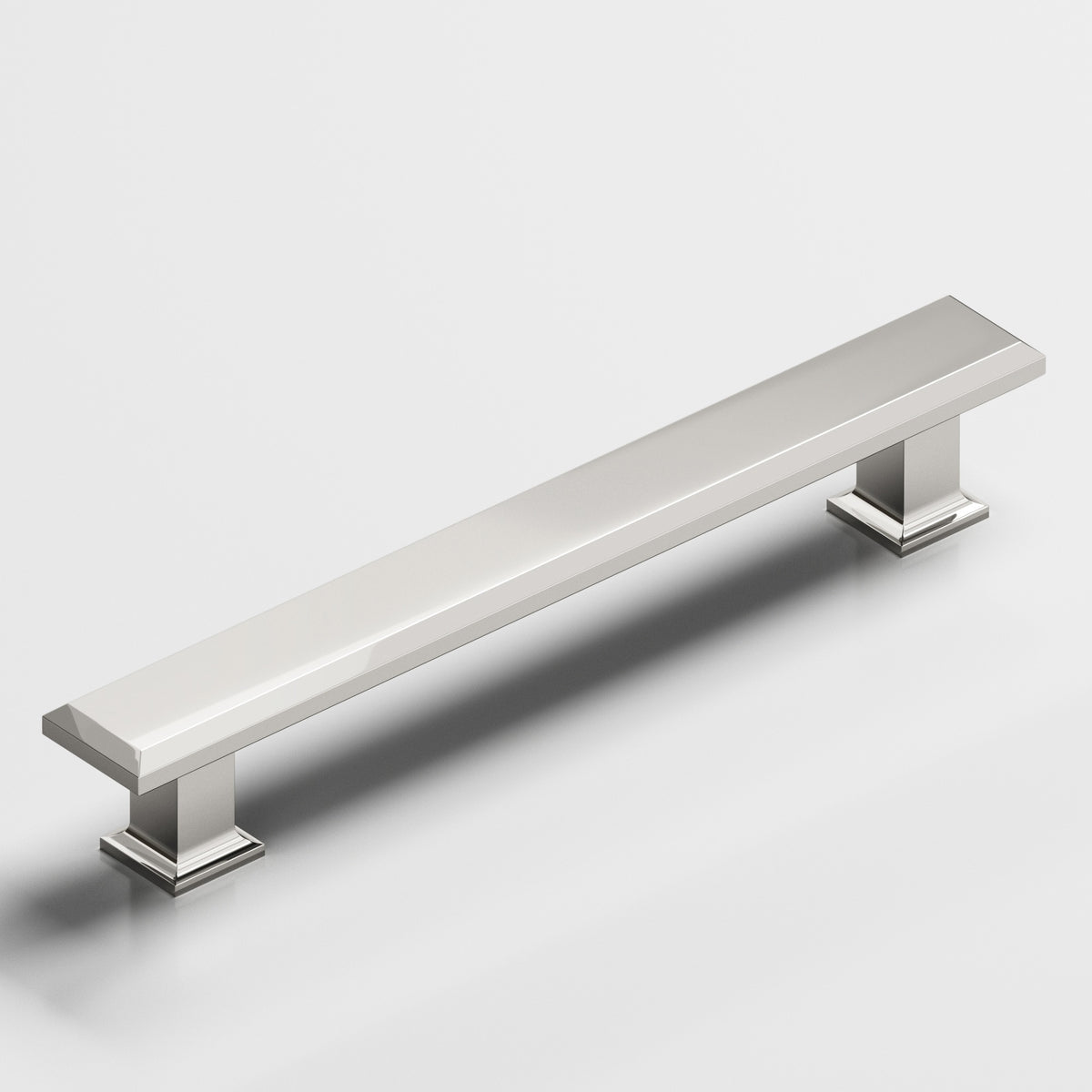 Colonial Bronze 274 Square Beveled Pull with Flared Square Posts - Polished Nickel