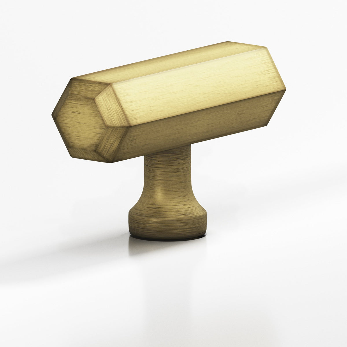 Colonial Bronze 320 Hexagonal T-Knob, 2 in - Matte Antique Satin Brass