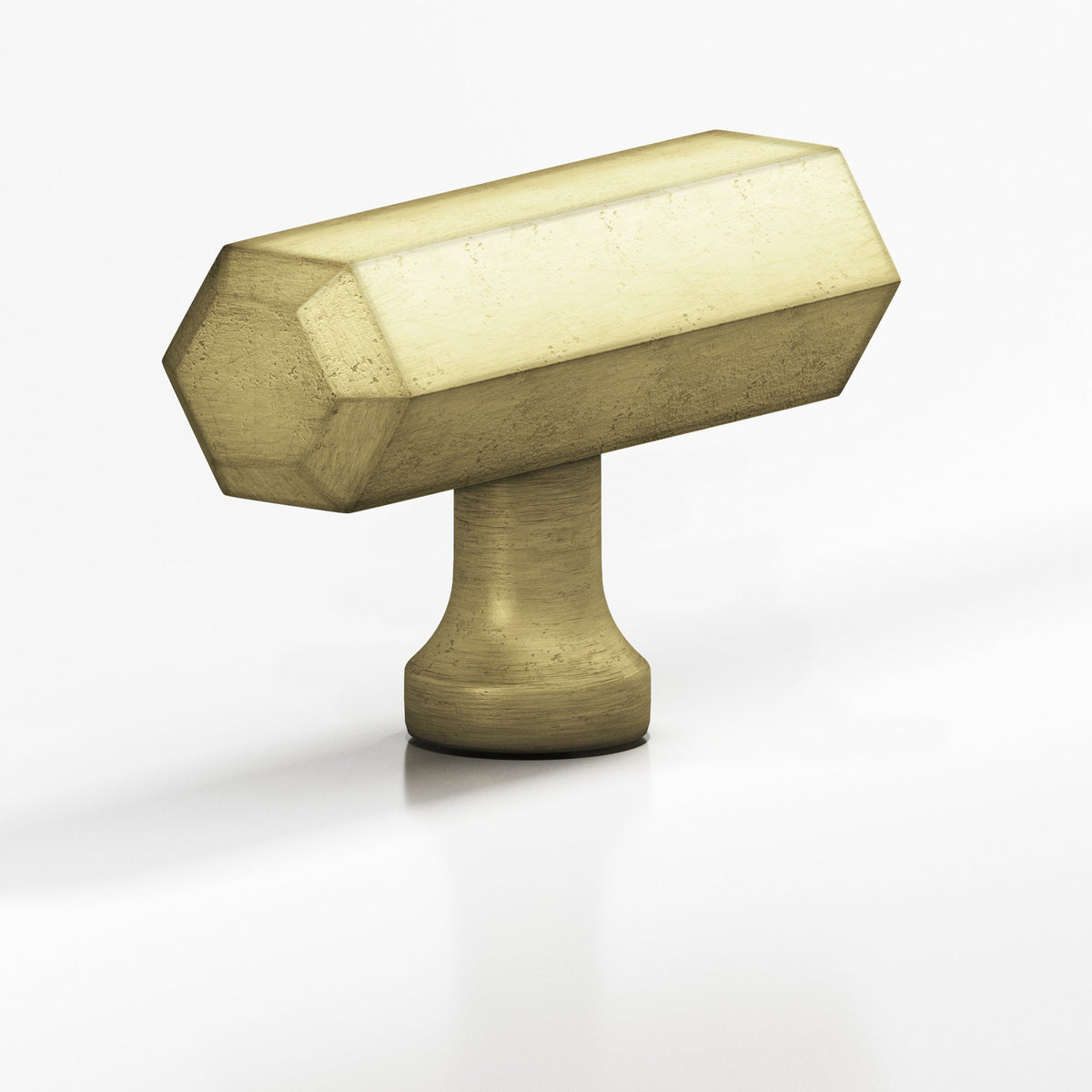 Colonial Bronze 320 Hexagonal T-Knob, 2 in - Distressed Antique Brass