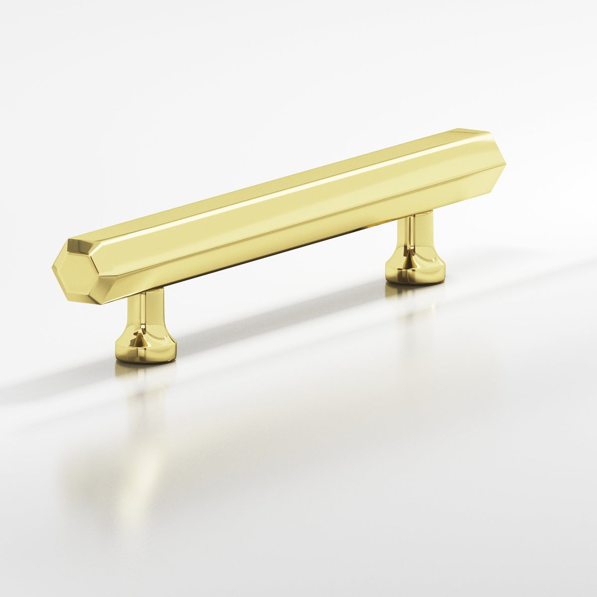 Colonial Bronze 323 Hexagonal Pull with Flared Posts, 1 in Diameter - Polished Brass