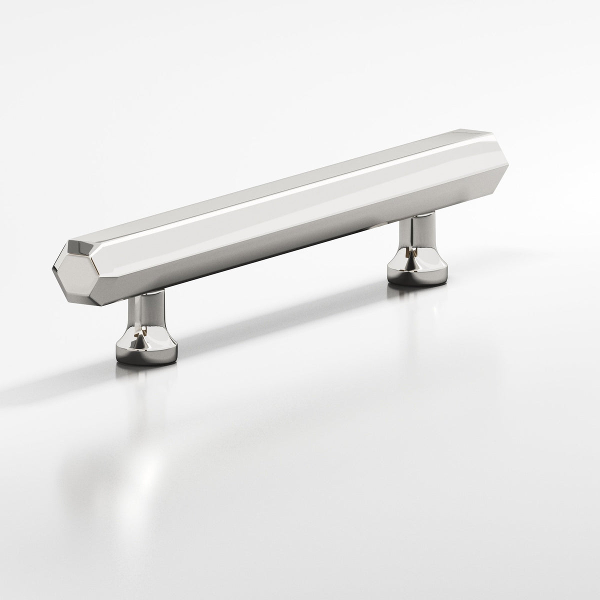 Colonial Bronze 323 Hexagonal Pull with Flared Posts, 1 in Diameter - Polished Nickel