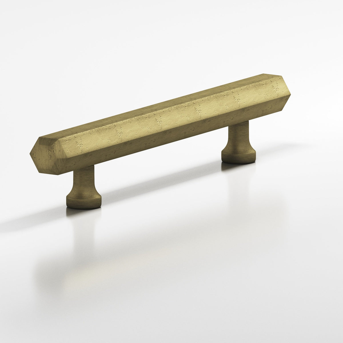Colonial Bronze 323 Hexagonal Pull with Flared Posts, 1 in Diameter - Distressed Antique Brass