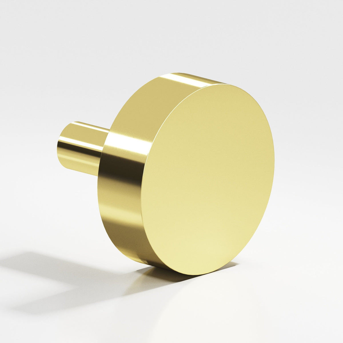 Colonial Bronze 510 Round Disc Knob with Straight Post, 1 in Diameter - Polished Brass
