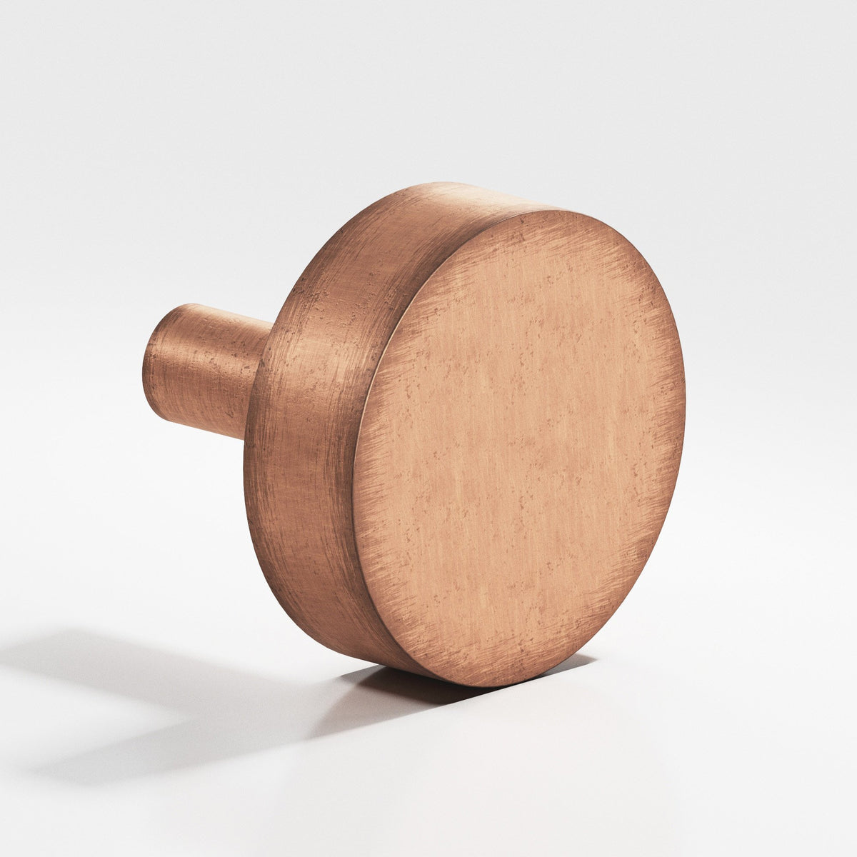 Colonial Bronze 510 Round Disc Knob with Straight Post, 1 in Diameter - Distressed Antique Copper