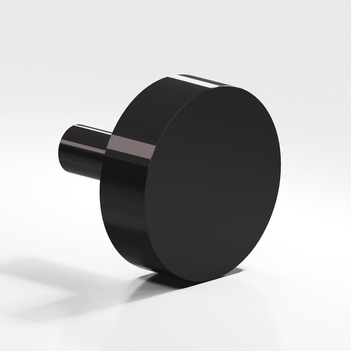 Colonial Bronze 510 Round Disc Knob with Straight Post, 1 in Diameter - Satin Black