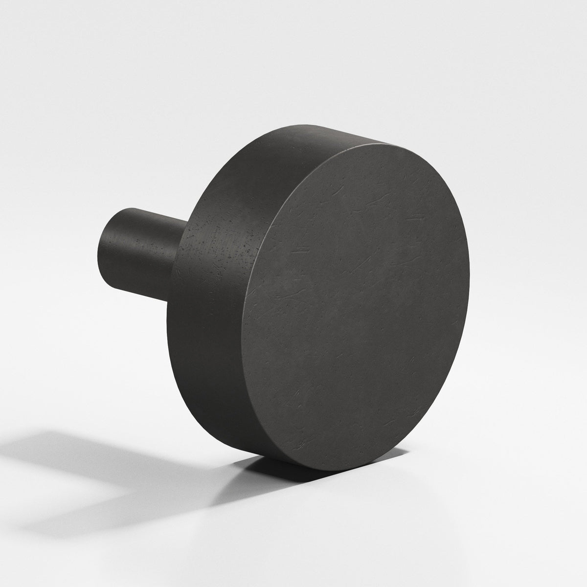 Colonial Bronze 510 Round Disc Knob with Straight Post, 1 in Diameter - Distressed Satin Black