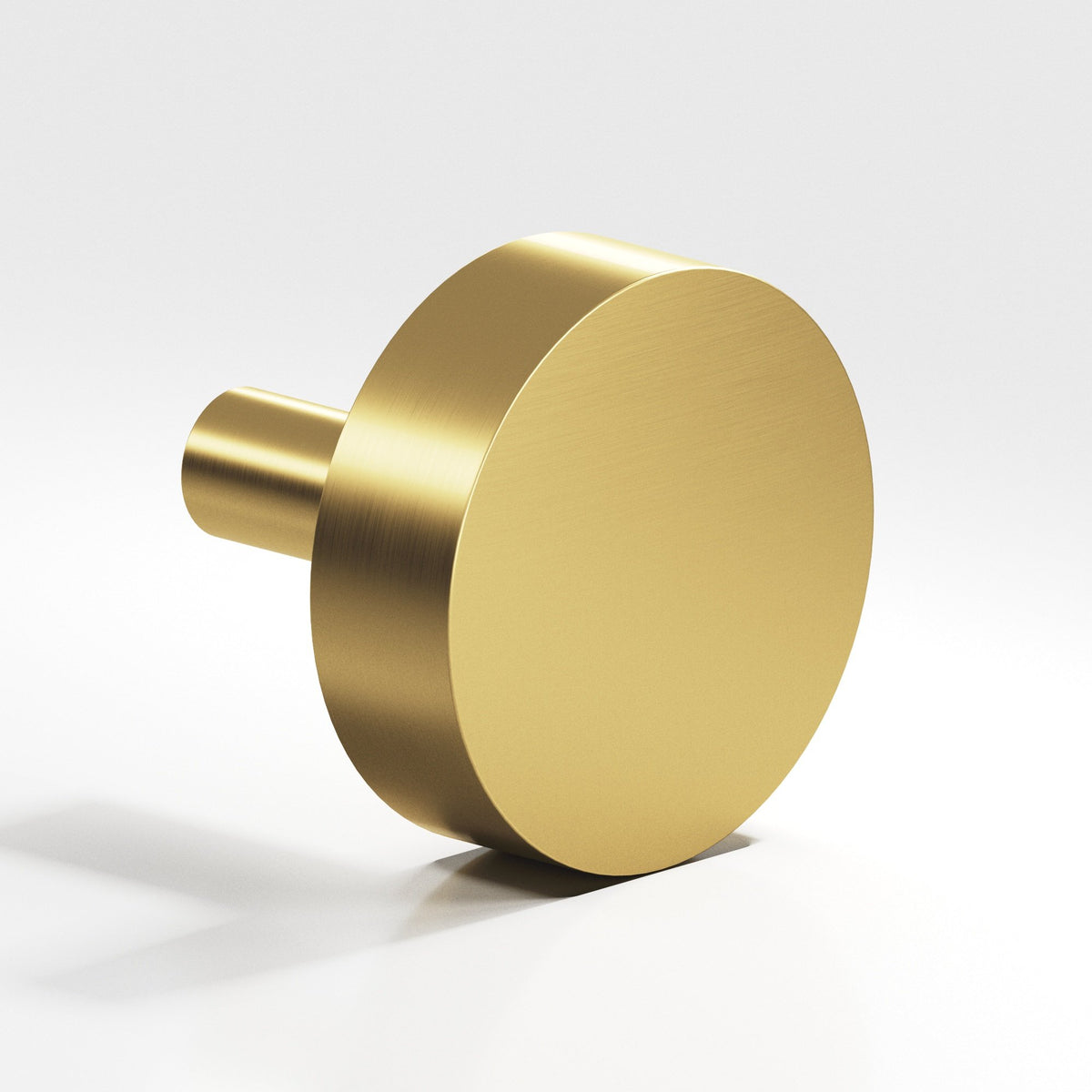 Colonial Bronze 510 Round Disc Knob with Straight Post, 1 in Diameter - Satin Brass