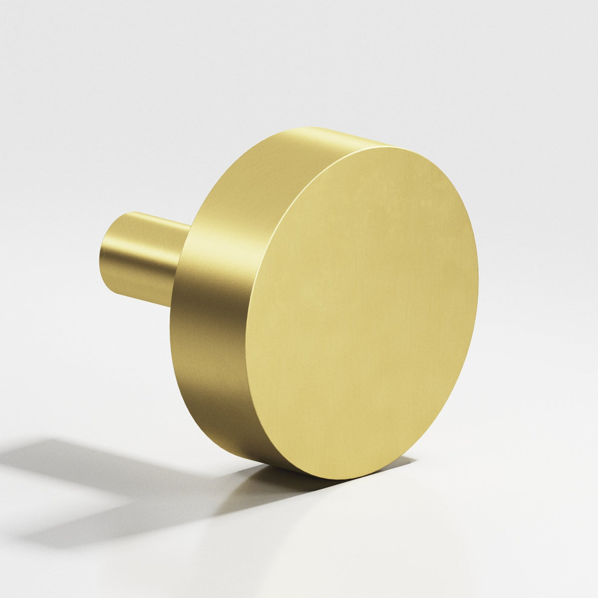 Colonial Bronze 510 Round Disc Knob with Straight Post, 1 in Diameter - Matte Satin Brass