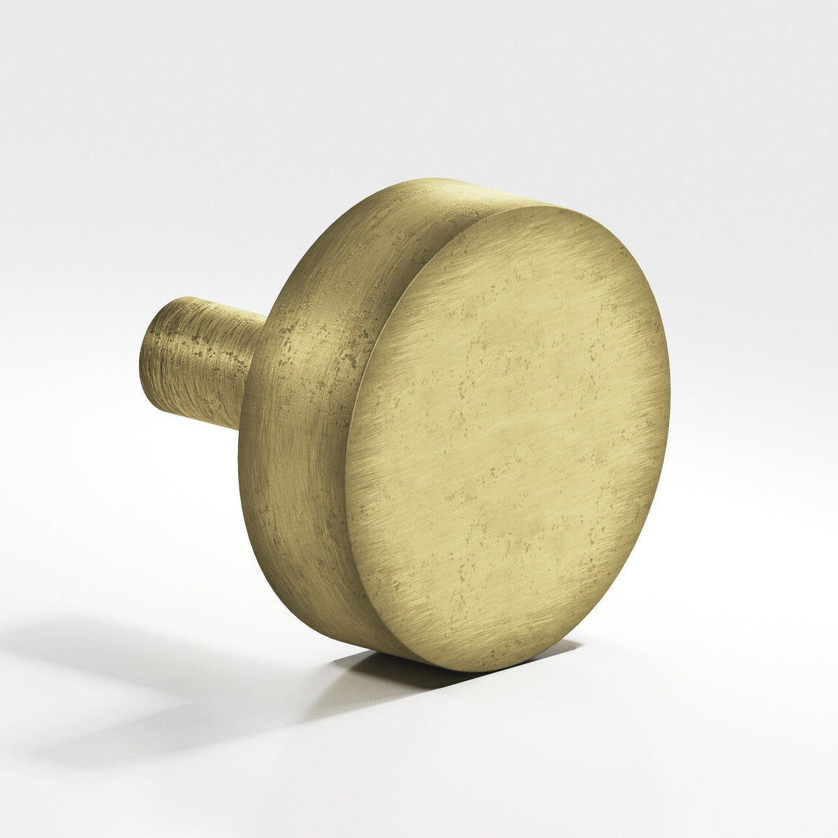 Colonial Bronze 510 Round Disc Knob with Straight Post, 1 in Diameter - Distressed Antique Brass