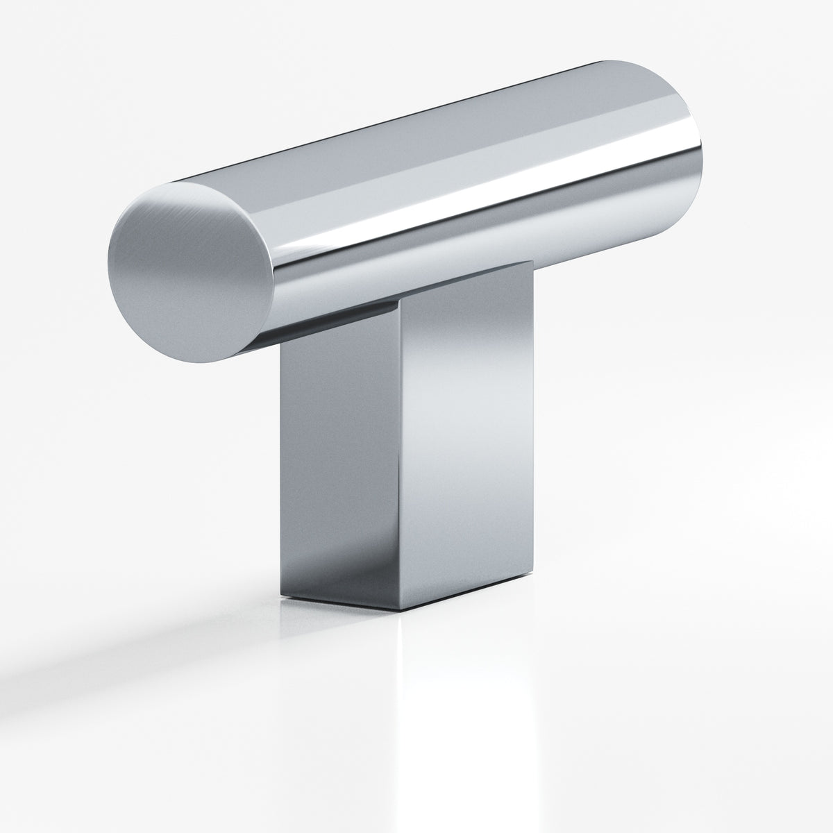 Colonial Bronze 534 Round T-Knob with Rectangular Post, 1-1/2 in - Polished Chrome