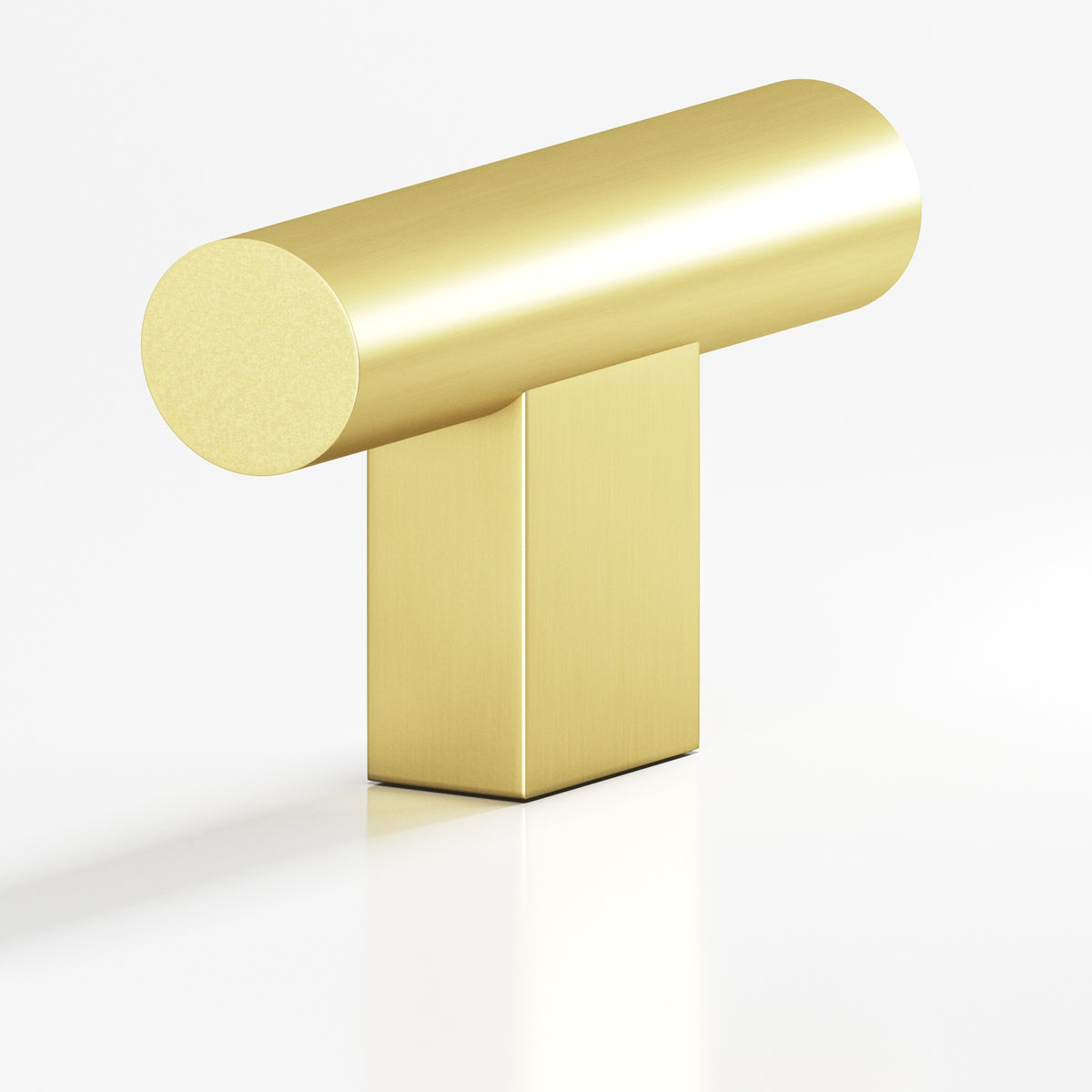 Colonial Bronze 534 Round T-Knob with Rectangular Post, 1-1/2 in - Matte Satin Brass