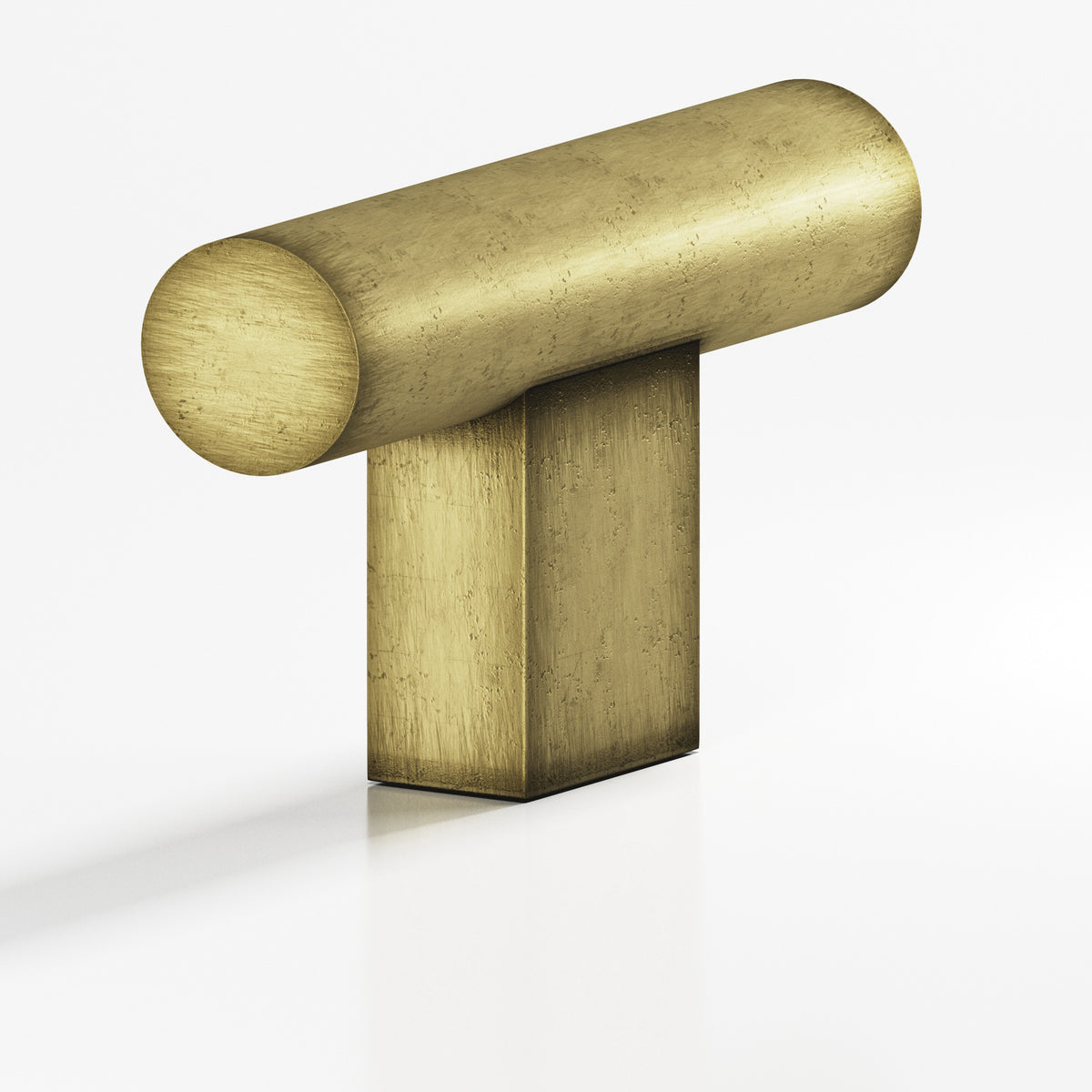 Colonial Bronze 534 Round T-Knob with Rectangular Post, 1-1/2 in - Distressed Antique Brass