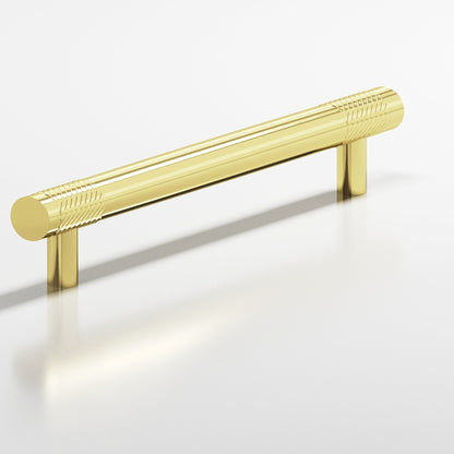 Colonial Bronze 566 Banded Single-Knurl Pull with Straight Posts, 1 in Diameter - Polished Brass