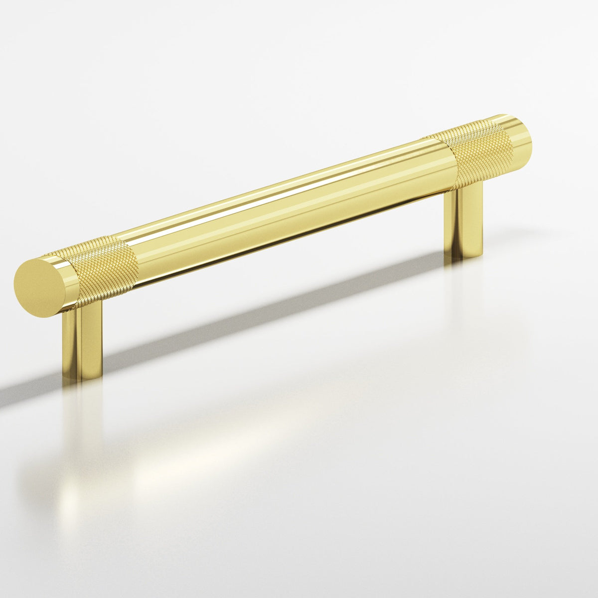 Colonial Bronze 557 Banded Diamond-Knurl Pull with Straight Posts, 1/2 in Diameter - Polished Brass