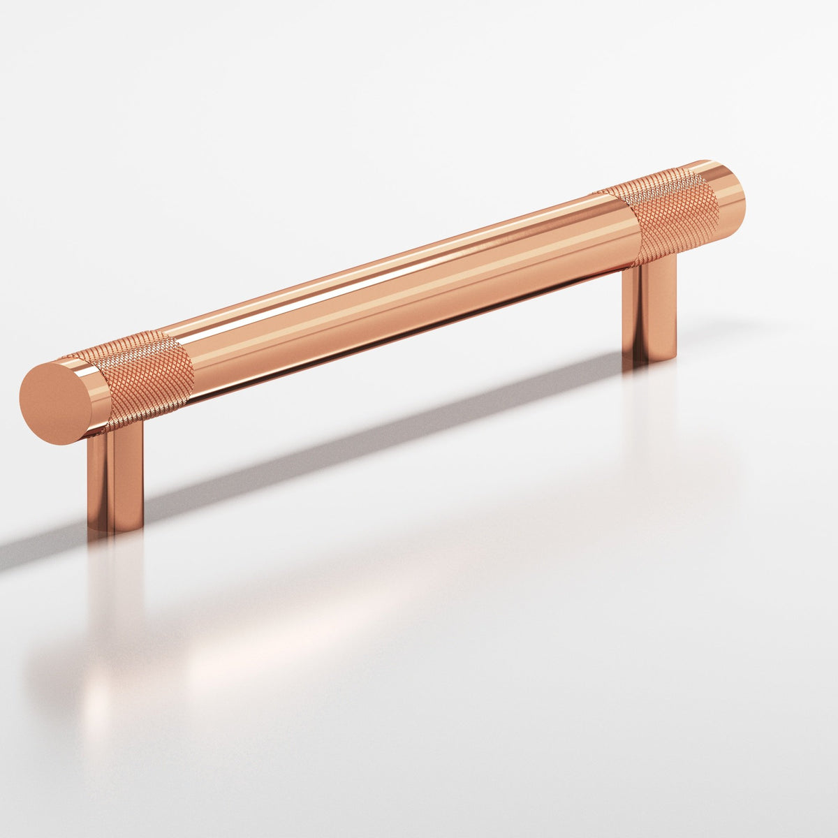 Colonial Bronze 557 Banded Diamond-Knurl Pull with Straight Posts, 1/2 in Diameter - Polished Copper