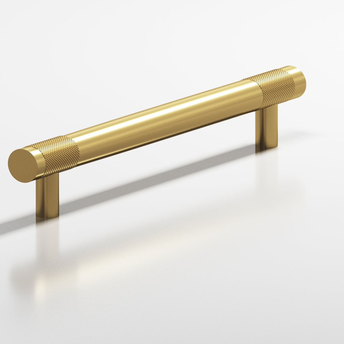 Colonial Bronze 557 Banded Diamond-Knurl Pull with Straight Posts, 1/2 in Diameter - Satin Brass