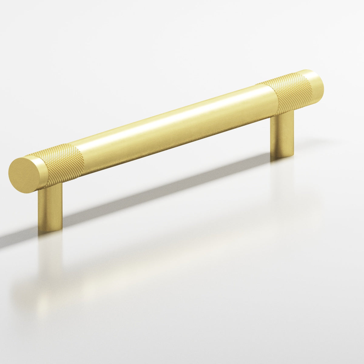 Colonial Bronze 557 Banded Diamond-Knurl Pull with Straight Posts, 1/2 in Diameter - Matte Satin Brass
