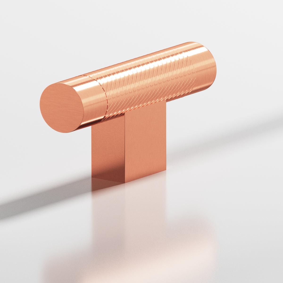 Colonial Bronze 570 Single-Knurled T-Knob with Rectangular Post, 2 in - Satin Copper