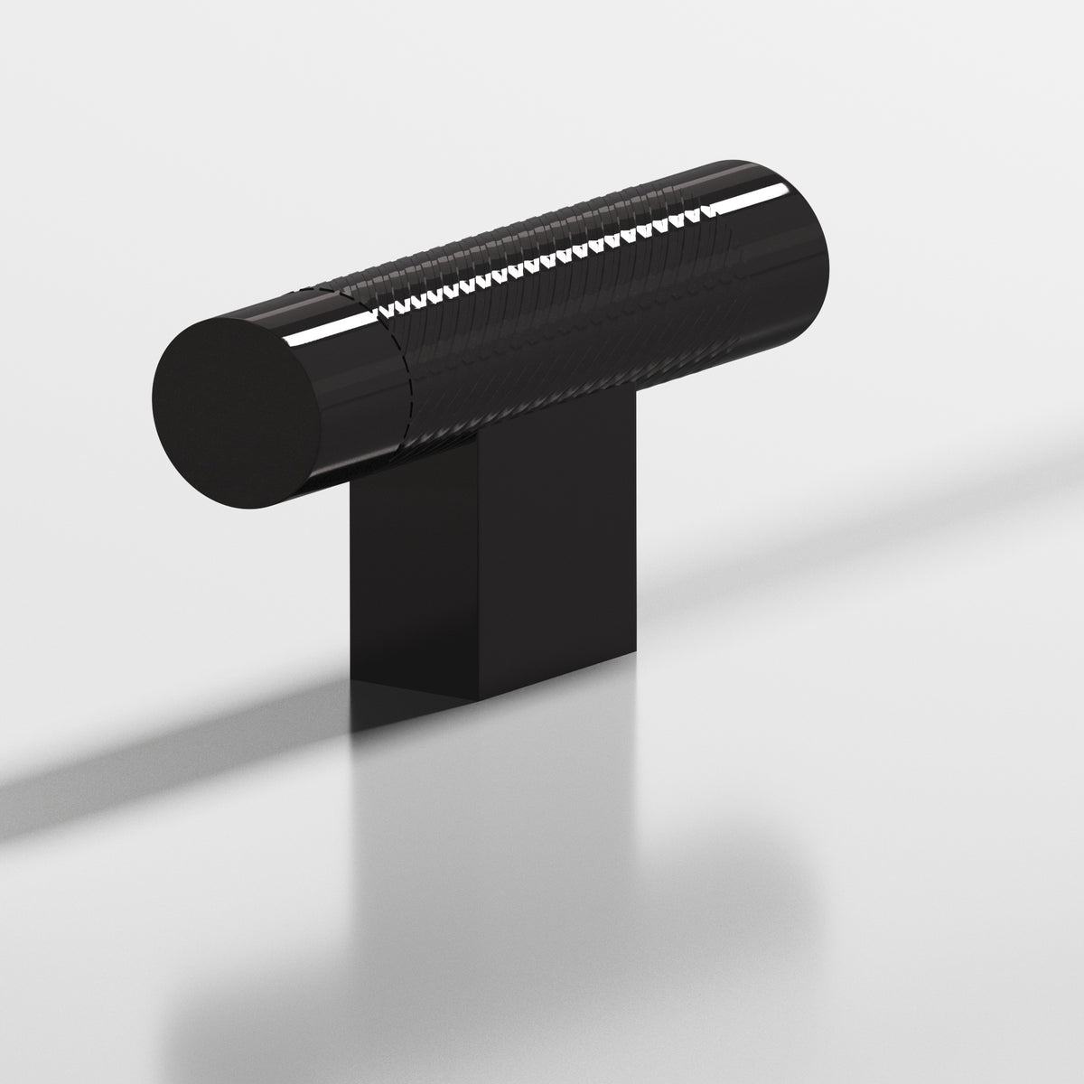 Colonial Bronze 570 Single-Knurled T-Knob with Rectangular Post, 2 in - Satin Black