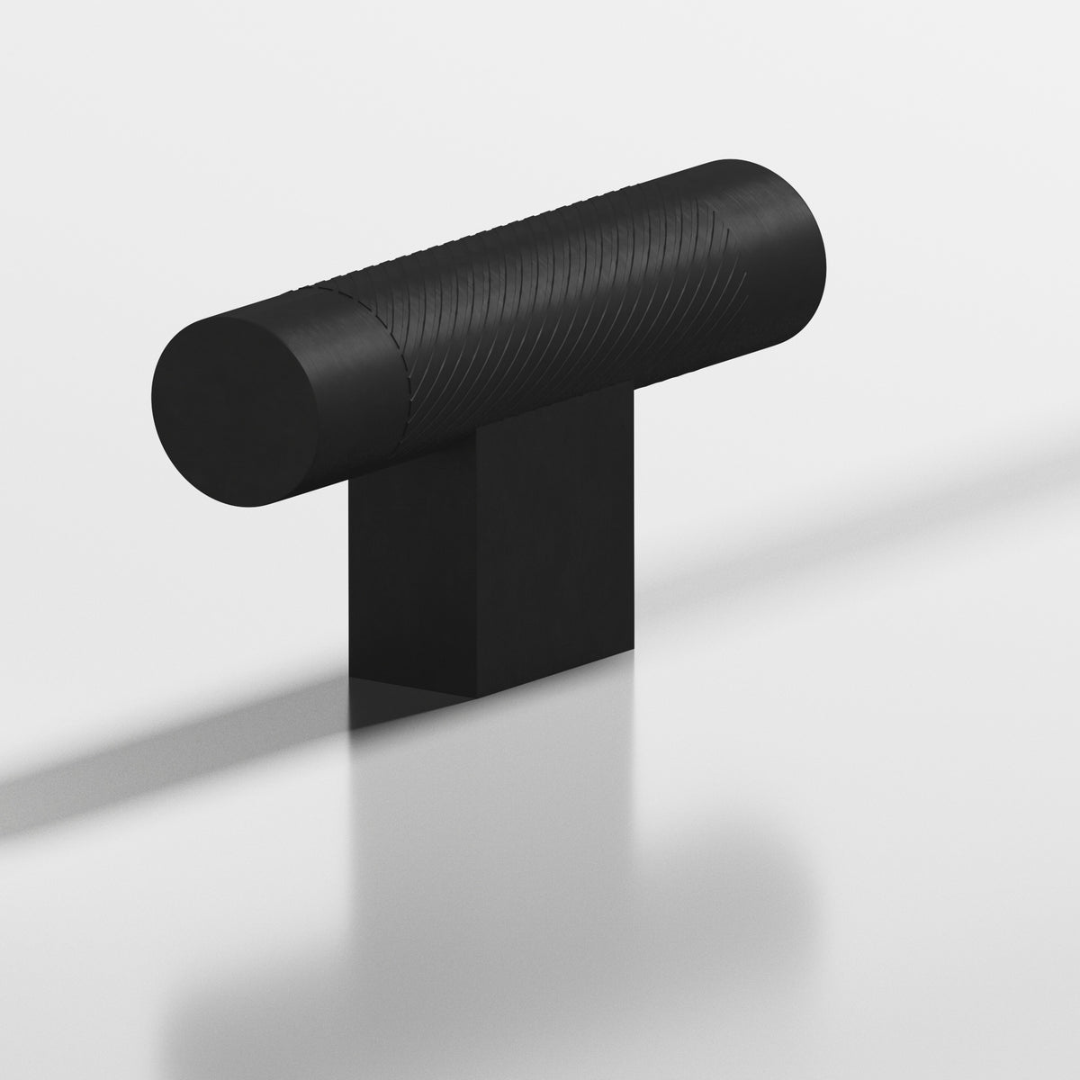 Colonial Bronze 570 Single-Knurled T-Knob with Rectangular Post, 2 in - Matte Satin Black