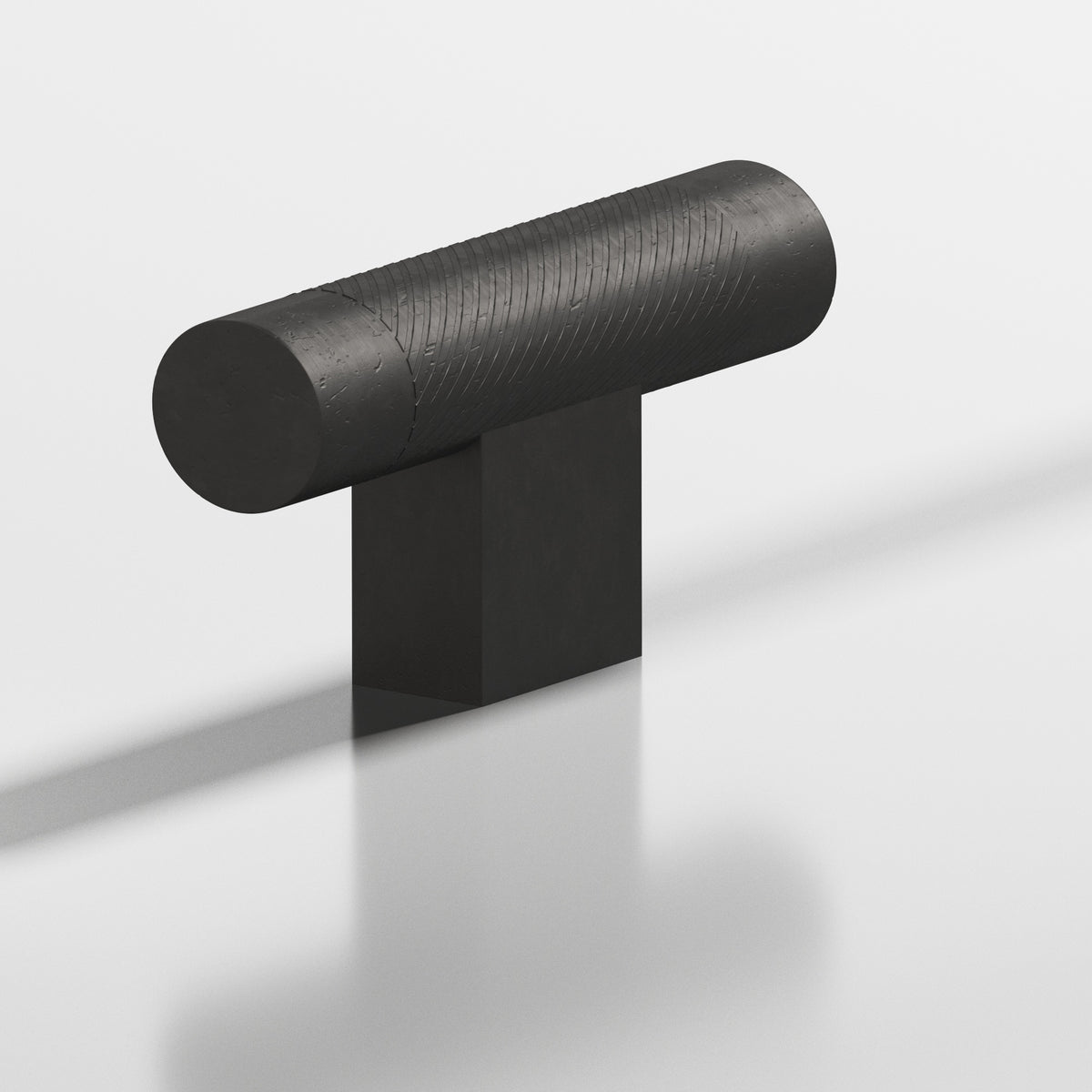 Colonial Bronze 570 Single-Knurled T-Knob with Rectangular Post, 2 in - Distressed Satin Black