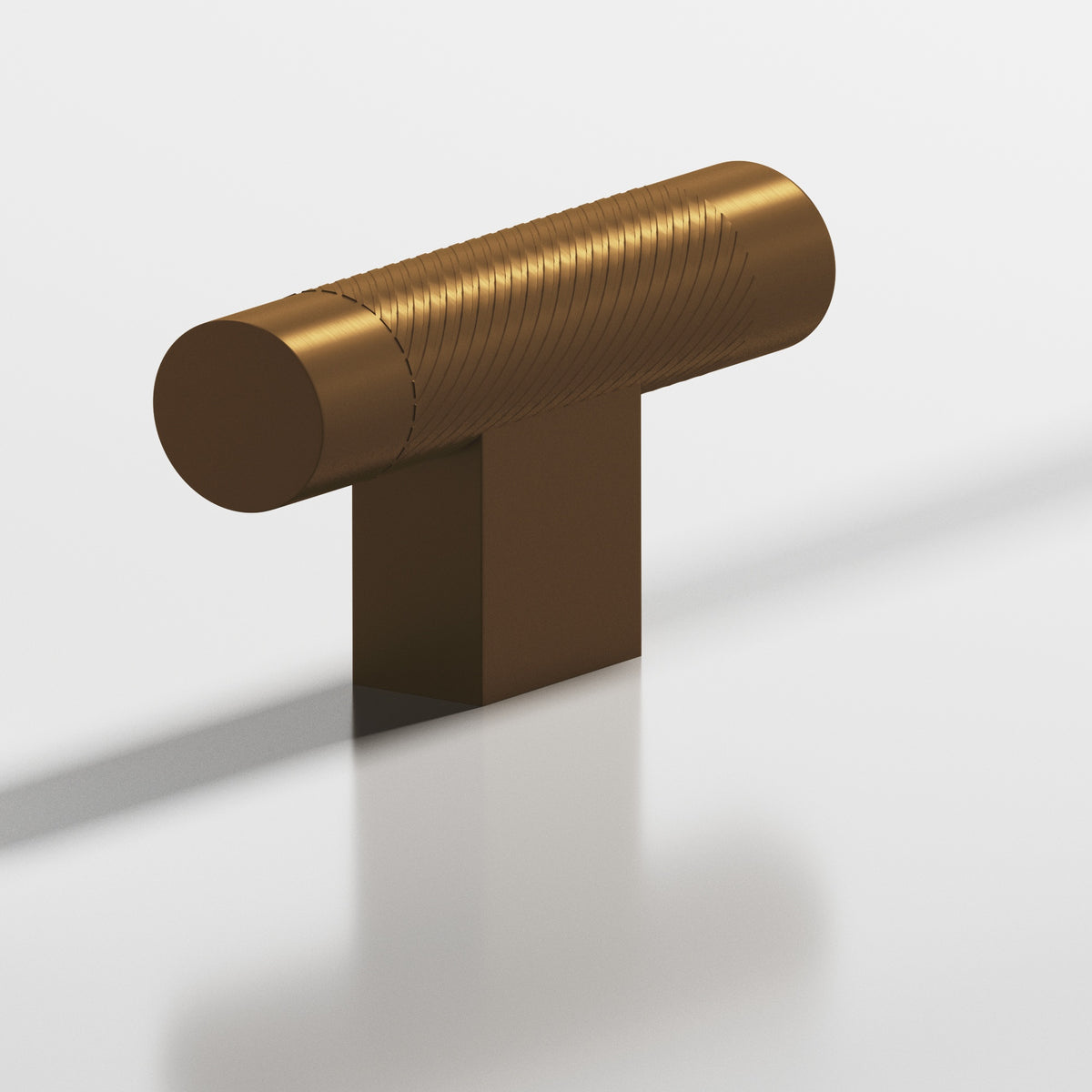 Colonial Bronze 570 Single-Knurled T-Knob with Rectangular Post, 2 in - Matte Light Statuary Bronze